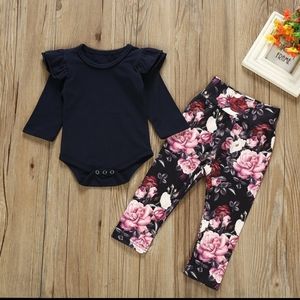 Floral pants and solid shirt